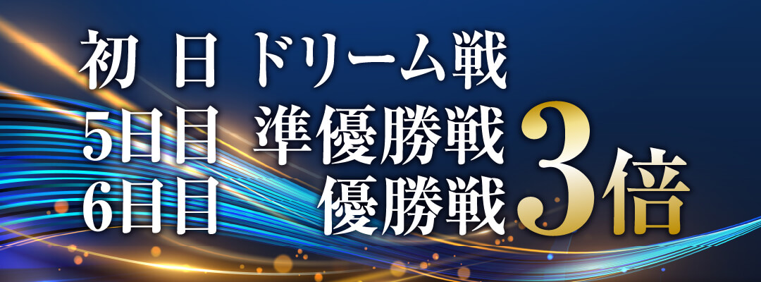 初日 ドリーム戦 5日目 準優勝戦 6日目 優勝戦 ポイント3倍